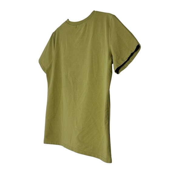 Hello Summer Top Women's Medium Short Sleeve Embroidered Coquette Stretch Olive - Picture 2 of 6